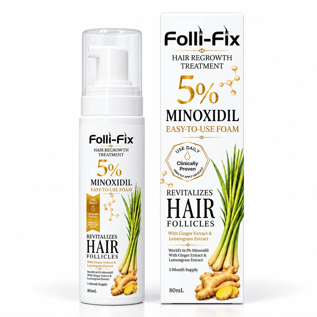 Folli-Fix 泡沫瓶与包装盒正面
